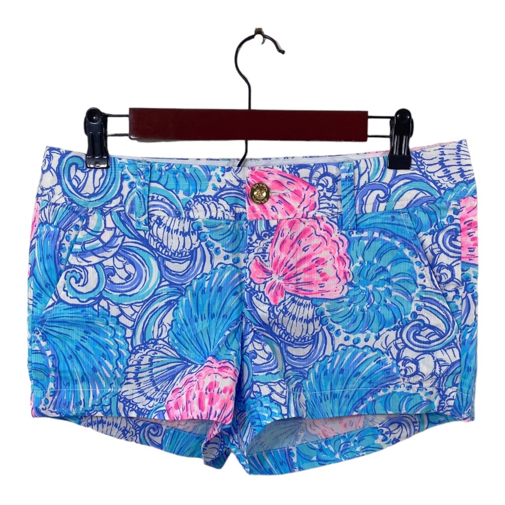 Lilly Pulitzer Walsh Shorts Blue Haven Raising Shell 3" Inseam Sz 4